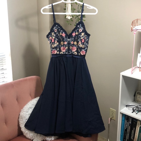 OBD Embroidered Floral Tulle Fit-&-Flare Dress - Picture 4 of 7